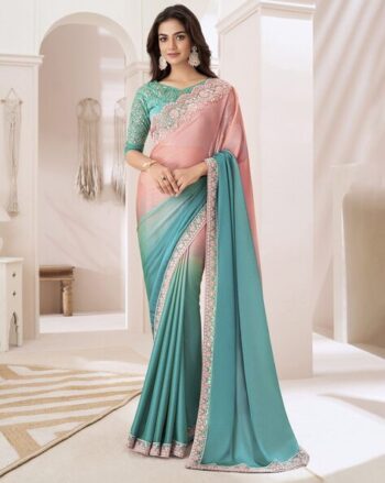 Sequins Embellished Pure Chiffon Saree