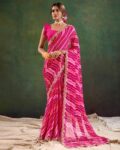 Striped Sequins Pure Chiffon Saree