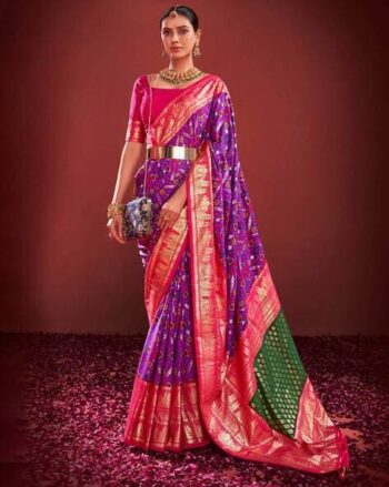 Women Ikat Print Tussar Silk Saree