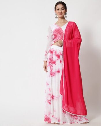 Tie & Dye Lehenga Choli Set with Dupatta