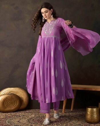 Floral Print Flared Kurta Set