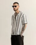 Zigzest Crochet Striped Boxy Fit Shirt