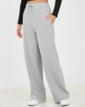 Women Pintuck Drawstring Waistband Wide Leg Joggers