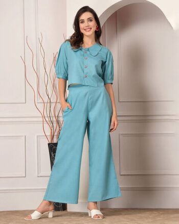 Women Crop Top & Palazzos Set