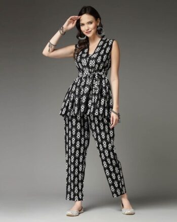 Women Printed Top with Trousers