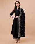 Women Embroidered Anarkali Kurta with Palazzos & Dupatta