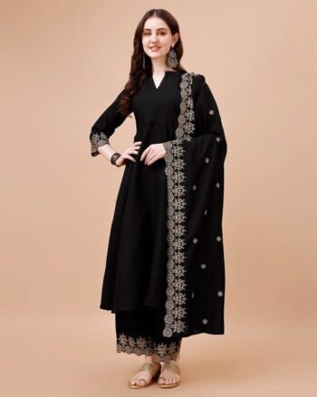 Women Embroidered Anarkali Kurta with Palazzos & Dupatta