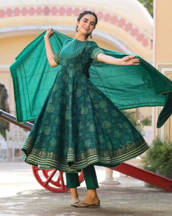 Women Printed Anarkali Kurta Set