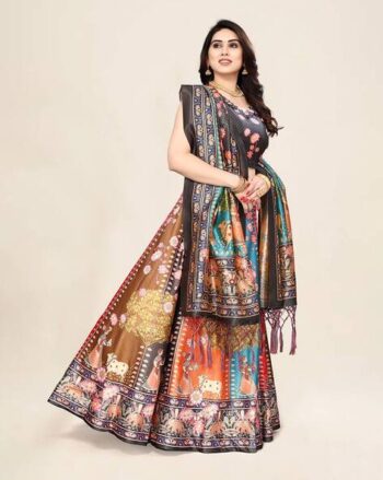 Women Floral Print Lehenga Choli Set with Dupatta
