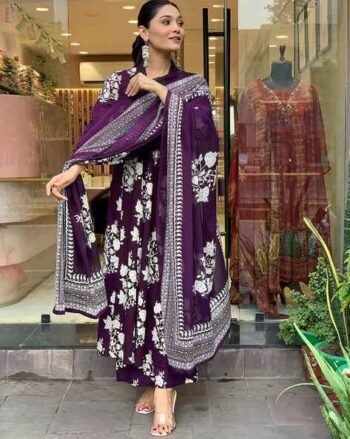Women Floral Flared Kurta Palazzos Set with Dupatta