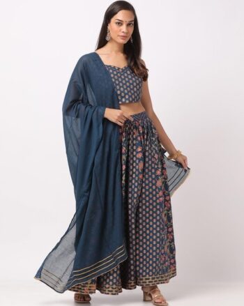 Women Floral Print Flared Lehenga Choli & Dupatta