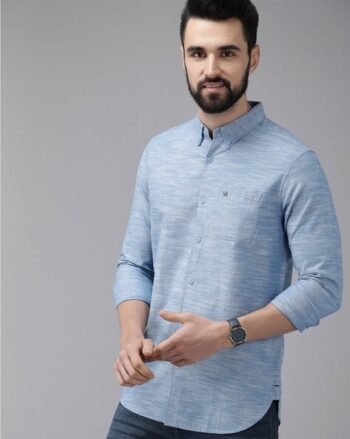 Heathered Slim Fit Shirt with Patch Pocket