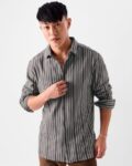 Men Striped Regular Fit Shirt with Spread Collar