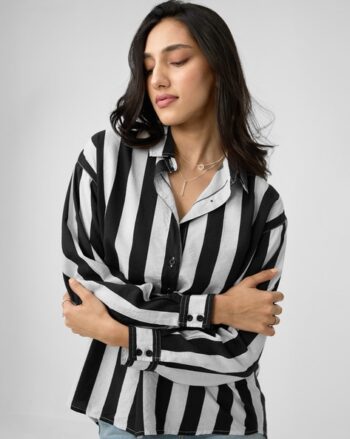 Women Cotton Loose Fit Stripes Shirt