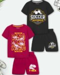 Pack of 2 Boys Typographic Print T-Shirt with Shorts
