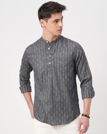 Men Striped Slim Fit Short Kurta
