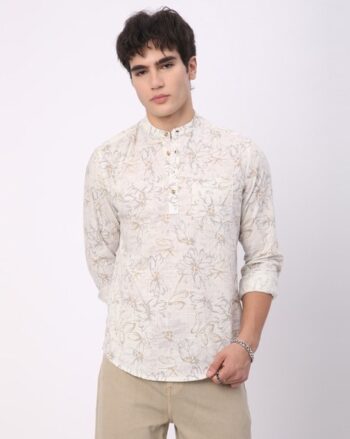 Men Printed Slim Fit Short Kurta