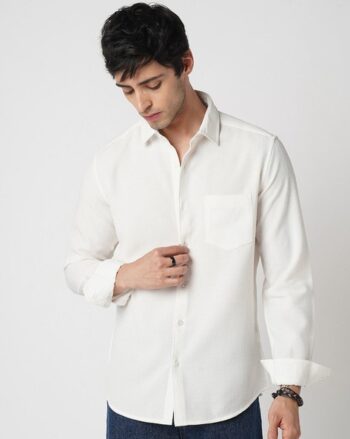 Men Slim Fit Spread-Collar Shirt