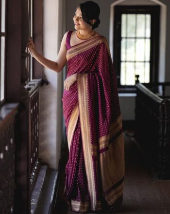 Women Woven Banarasi Soft Semi Silk Saree With Un-Stitched Blouse Piece