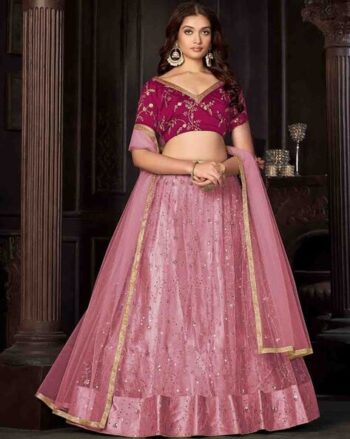 Women Embroidered Lehenga Choli Set with Dupatta