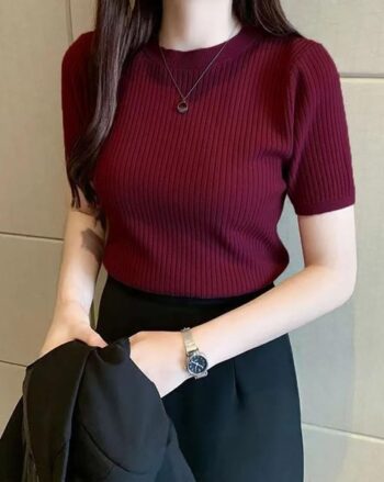 Women Ribbed Regular Fit Top