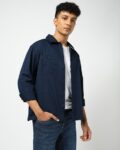 Men Relaxed Fit Cotton Shirt with Patch Pocket