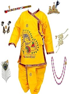 PK MART Cotton Fabric Krishna Dress Ethnic Wear Costume Dress for Boys Pack of 9