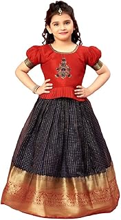 New latest Girl's Tissue checks readymade Lehenga choli for girls dress