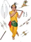 Kaku Fancy Dresses Polyester Krishna Costume For Kids|Kids Krishna Dress For Janmashtami/Kanha/Krishnaleela/Mythological Character Krishna Fancy Dress Costume For Boys/Girls - Yellow (2-3 Years)