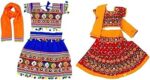 Girl's Combo of 2 Cotton Readymade Radha Dress Lehenga Choli with Dupatta & Baby Girls Lehenga Choli Costume Girls Chania Choli Set Traditional Dress