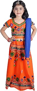 Kids Embroidered Traditional Ghoomar Lehenga Choli |Chania Choli|Radha Dress with Dupatta for Girls Y0037
