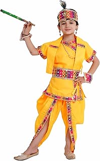 Kaku Fancy Dresses Shri Krishna Dress for Baby Boy & Girl, Janmashtami, Kanha Dress with Accessories