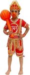 SHIV VESH BHUSHA® Kids Hanuman Ji Costume Set, Red & Gold Traditional Bjarang bali Dress with Crown, Tail & Mask, Religious Function Outfit-With gada