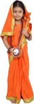 SHIV VESH BHUSHA Meera Bai Costume for Kids | Traditional Readymade Sari & Blouse Set with Rudraksh Jewelry & Sitar | Fancy Dress for School Functions, Krishna Bhakti Theme, Janmashtami