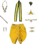 Fancy Design Hub Krishna Ji/Laddo Gopal,Dhoti & Patka, Dress/Costume for Kids & Boys with Accessories (Yellow Color)
