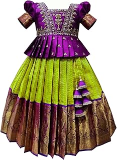 Girls Polyester Blend Readymade Lehenga Choli Set