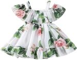by Dharmikaay Girl's Lycra Floral Printed Frock Dress for Girls Short Frock Baby Princess Western Dresses| Stylish Fancy Kids Clothing for New Year, Fashion.