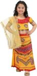 Radha Lehenga Chaniya Choli Janmashtami Multicolor Costume Dress for Girls with Golden Chunni