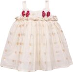 Newborn Baby Girl Cotton Frock/Traditional Dress/Kerala Kasavu Dress (Hearts - Bow)