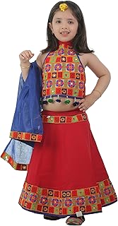 Kids Ethnic Cotton Blend Radha Dress Lehenga Choli Chania Choli Set For Baby Girls 017