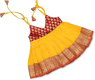 Newborn Baby Girl Silk Frock/Diwali Dress/Ethnicwear/Festive Indianwear(Silk -Cotton Brocade)