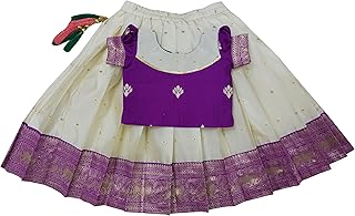 Baby Girl's Traditional Readymade South Indian Pattu Pavadai Lehenga Choli For Kid's
