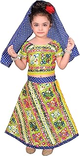 Girls Cotton Radha Dress Lehenga-Choli with Dupatta Set D8