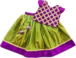 Lehenga Choli for Girls Silk Cotton Pattu Pavadai Embroidered Traditional Stylish Ethnic Wear Dress for Baby Girls
