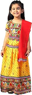 Kids Embroidered Traditional Ghoomar Lehenga Choli |Chania Choli|Radha Dress|Navratri/Dandiya/Garba Dress with Dupatta for Girls Y0040