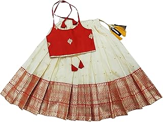 Baby Girls Readymade South Indian Pattu Pavadai Lehenga Choli Set For Kids
