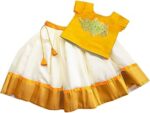 Baby Girls Cotton Silk Readymade Lehenga Choli Set | Traditional Embroidered South Indian Pattu Pavadai Ethnic Wear for Girls